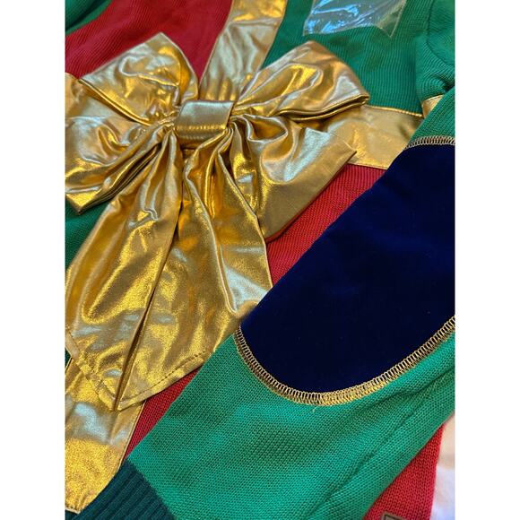 Tipsy Elves Women's Present Ugly Christmas holiday Sweater red green gold Size S - Picture 10 of 13